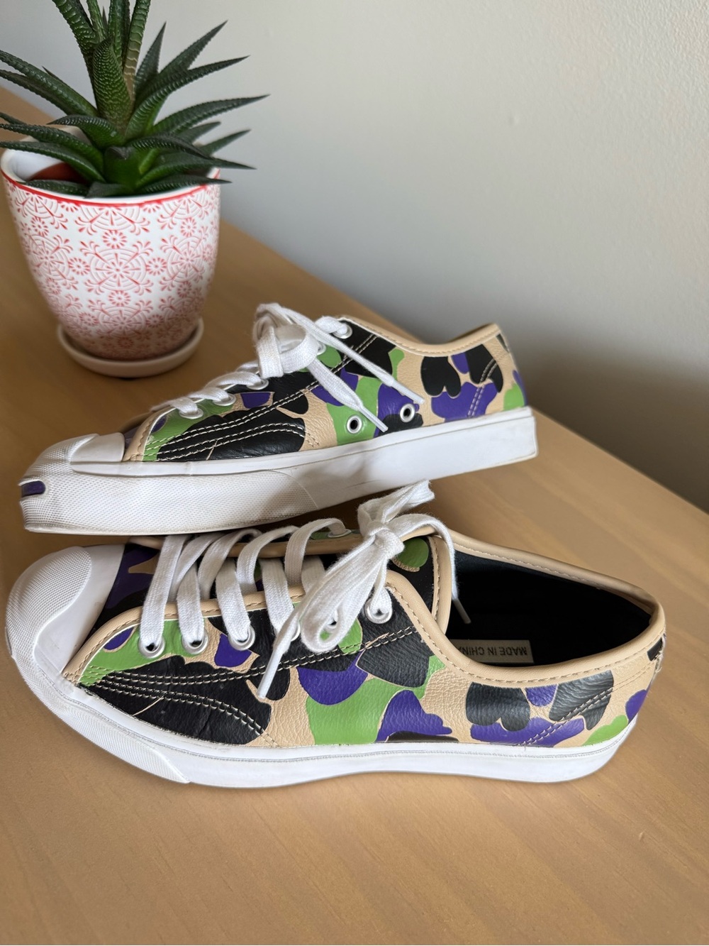 Converse Jack Purcell Low Candied Ginger Camo Sneakers Purple Green Leather 7 - Picture 4 of 15
